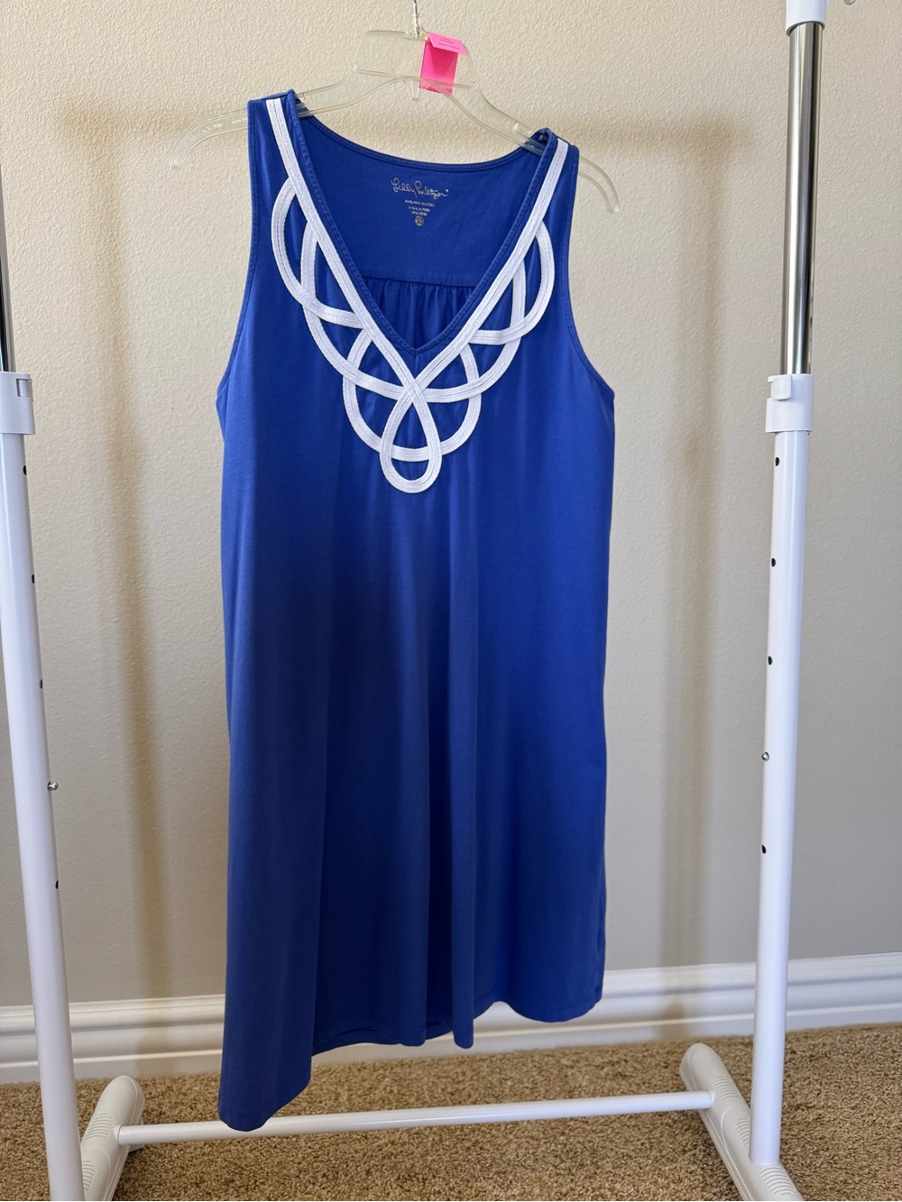 Lilly Pulitzer Royal Blue Knit Dress with Gold Logo M  GUC (153)